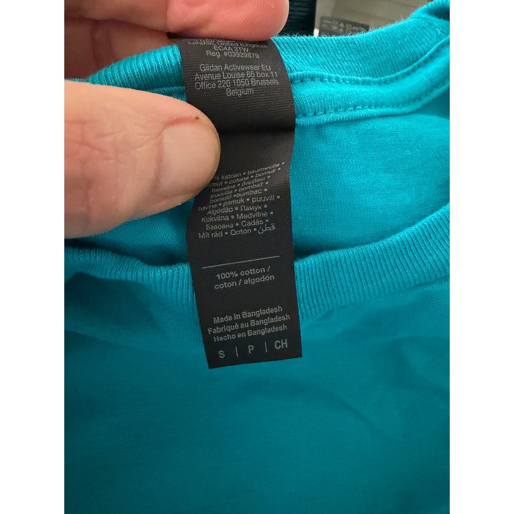 Gildan Softstyle Turquoise Blue Cotton Short Sleeve T-Shirt Mens Small S 64000 - Picture 5 of 5